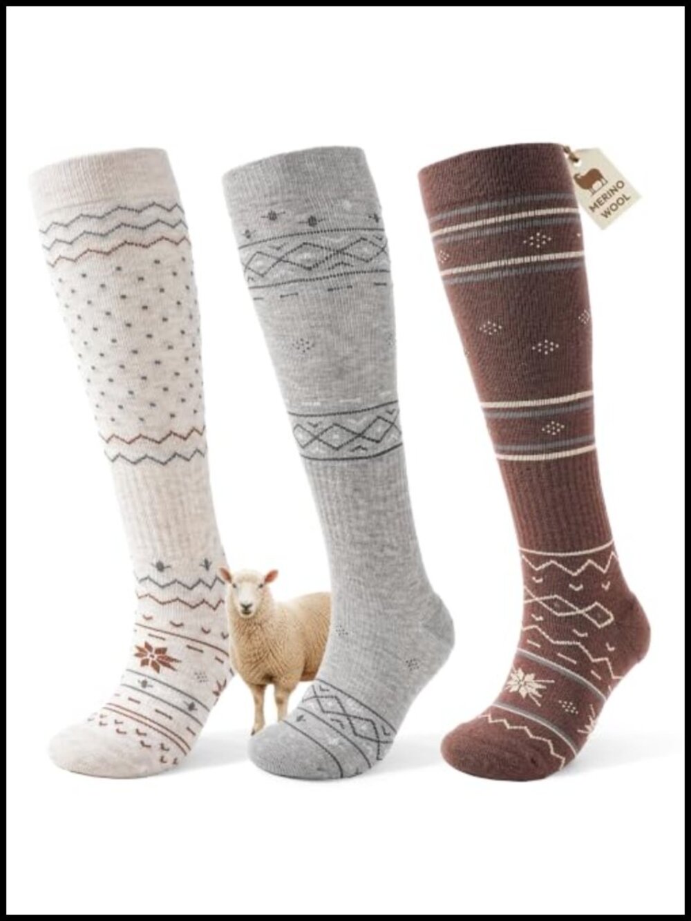 Merino Wool Compression Socks 15-20 mmHg Knee-High 3-Pack